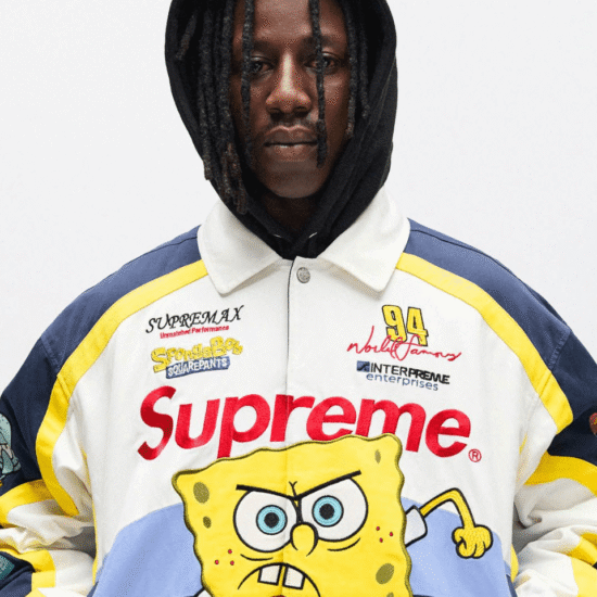 Kurtka Supreme z kołnierzem i ogromnym SpongeBobem