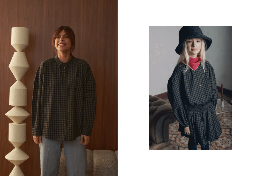 Matchy matchy w wersji Marlot Paris. Szeroka bluzka w kratę dla mamy i córki.